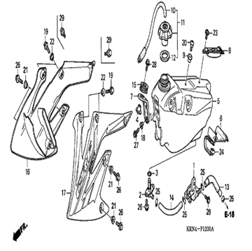 Shroud set R, Radiator (WL) type1, Honda, 19071-KRN-A10ZA